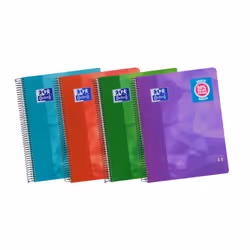 Oxford Lagoon EuropeanBook 5, Monochromatique, Couleurs assorties, A4+, 120 feuilles, 90 g/m², Papier quadrillé