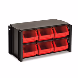 Casiers de rangement - Non spécifié - Bloc de 6 casiers - Noir et rouge - Empilable - Amovible