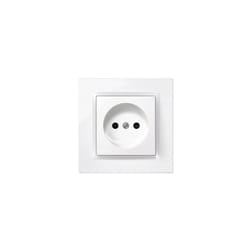 Prise bipolaire blanche avec cadre 'Série 10' sans prise de terre en plastique 16A 230V IP20 8,4x4x8,4cm Simon
