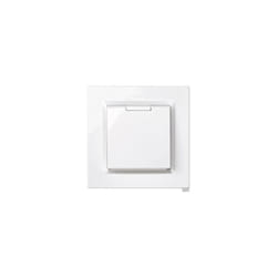 Prise (2P+T type f) monobloc blanc 'Série 10' avec couvercle et cadre en plastique 16A 230V IP44 8,4x8,4cm Simon