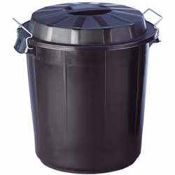 Seau industriel 50 litres. Noir Seau durable et résistant avec couvercle Pour l'industrie, les unités de com et la restaurati ...
