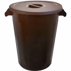 Seau industriel de 100 litres. Marron Poignées ergonomiques Base ajustée et empilable sur le couvercle Base avec roues dispon ...