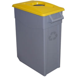 Poubelle roulante 65Lt plastique couvercle ouvert jaune Denox Yellow