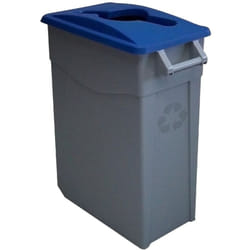 Benne à ordures avec roues 65Lt plastique couvercle ouvert bleu Denox Blue