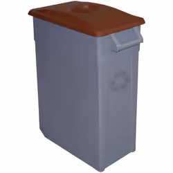 Conteneur avec couvercle fermé. Disponible avec des couvercles de pour faciliter le recyclage. Il a deux poignées et des roue ...