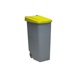 Denox poubelle de recyclage avec roues et asa 110l gris avec couvercle jaune