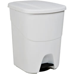 Denox - Poubelle écologique à pédale 40l couvercle blanc White