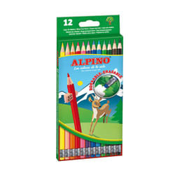 Alpino AL013654 crayon de couleur Noir, Bleu, Marron, Cyan, Vert, Vert clair, Orange, Pêche, Rose, Violet, Rouge, Jaune 12 pièce(s)
