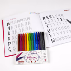 Alpino AR001052 stylo-feutre Fin/extra-large Noir, Bleu, Marron, Vert, Gris, Bleu clair, Vert clair, Orange, Rose, Rouge, Violet, Jaune 12 pièce(s)