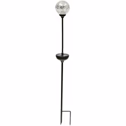 Globe solaire en verre, effet craquelé, monté sur un piquet en acier noir. Matière : Acier et verre craquelé Dimensions (cm)  ...