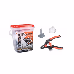 El Kit TILE LEVEL QUICK de RUBI se compone de: 1 tenaza TILE LEVEL QUICK; 1 bolsa de 100 unidades de bridas TILE LEVEL QUICK, ...