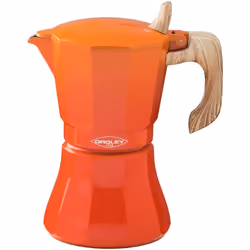 Cafetière de aluminium de 6 tasses mod : "petra" couleur orange oroley. convient pour induction, gaz, vitro et électrique.poi ...