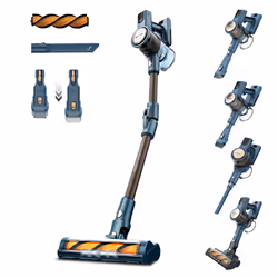 Taurus Homeland Digital Flex Aspirateur-balai 2 en 1 Batterie Sec Sans sac 0,5 L Noir, Bleu, Or 2200 Ah
