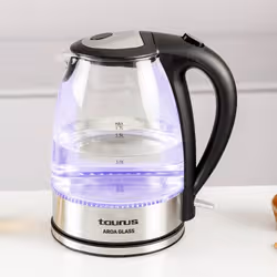 Taurus AROA GLASS bouilloire 1,7 L 2200 W Transparent, Acier inoxydable, Noir - Vue supplémentaire 4