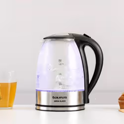 Taurus AROA GLASS bouilloire 1,7 L 2200 W Transparent, Acier inoxydable, Noir - Vue supplémentaire 5