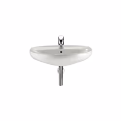 Lavabo percé 1 trou au centre pour la robinetterie. Vendu sans la robinetterie.