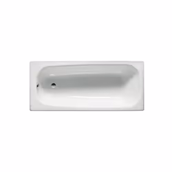 Baignoire en acier émaillée avec fond antidérapant (épaisseur 1.5mm). Percée 1 trou Ø35mm. Pieds métal à visser inclus. Capac ...