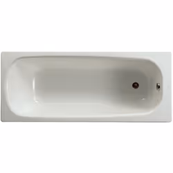 Description générale Baignoire rectangulaire Contesa en acier émaillé blanc, dimension 140x70 cm, non percée, avec un design  ...