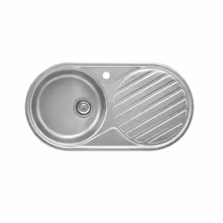 Roca Duo, Evier à poser, Ovale, Acier inoxydable, Acier inoxydable, 1 bols, Cercle
