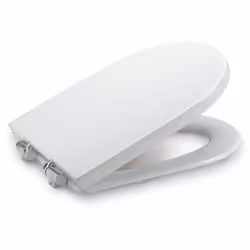 Tapa con asiento para inodoro modelo HAPPENING de Roca con bisagras de acero inoxidable y caída amortiguada . Color Blanco . ...