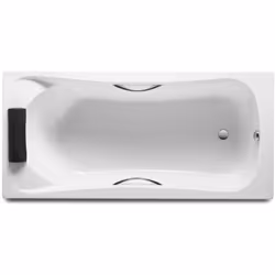 Baignoire acrylique rectangulaire livrée avec poignées chromées et pieds réglables Dimensions: 1800 x 800 x 420 mm (longueur, ...