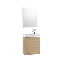 Roca - Meuble + lave-mains + miroir 45cm mini - Chêne