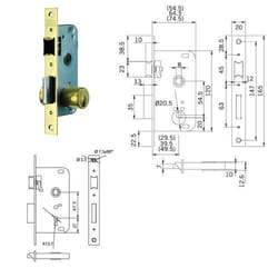 Serrure à mortaise en bois à bord carré simple glissière 20X50Mm laiton 200250Hl Tes