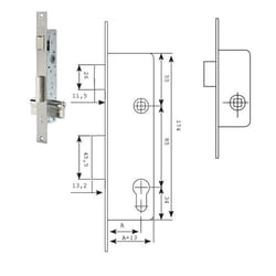Serrure Métallique Mortaise Levier Coulissant 22X20Mm Acier Inoxydable 221528Ai Tesa