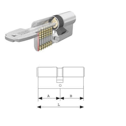 Tesa Assa Abloy - Cylindre en laiton Tesa T.60-60 (30X30) - Cylindre tesa T60 - Cylindre à 6 broches avec clé à pointe - Matt Brass