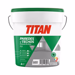 Peinture acrylique pour décoration mur et plafond t-3 blanc.mat 1l titan 123000301. Peinture acrylique pour décoration mur et ...