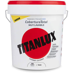 Peinture plastique lavable intérieur-extérieur couverture complète blanc 15l Titan lux 06t100015
