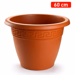 Pot de fleurs rond 63 x 63 x 46 cm. 11305 - En plastique de haute qualité - Avec bordure décorative - Couleur marron.
