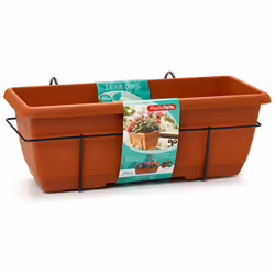 Jardinière de balcon avec support 50 cm. 11906 - Inclut le support - Fabriqué en plastique de haute qualité - Support en méta ...