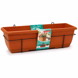 Jardinière de balcon avec support 60 cm. 11906 - Inclut le support - Fabriqué en plastique de haute qualité - Support en méta ...