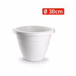 Pot de fleurs rond 30 x 30 x 23,5 cm. 1127401.-Fait en plastique de haute qualité.-Inclut une bordure décorative.-Couleur bla ...