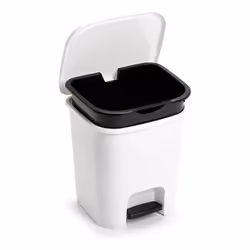 Poubelle à pédale smart 7,5 litres blanc.-Fabriqué en plastique de haute qualité.-Poubelle amovible pour un vidage facile.-In ...