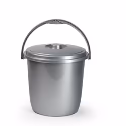 Poubelle écologique argentée de 15 litres avec couvercle. - Idéale pour le recyclage. - Comprend une poignée de transport. -  ...
