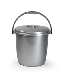 Poubelle écologique en plastique argenté de 15 litres avec couvercle