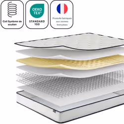 Confort moderne et soutien inégalé Transformez vos nuits avec notre matelas hybride à ressorts Bonnel, conçu pour offrir une ...