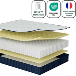 Zinus - Matelas 140x190 cm, Matelas à Ressorts Ensachés avec Mousse Confort, Matelas avec soutien Ergonomique, Épaisseur 20cm