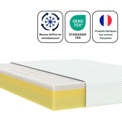 Zinus - Matelas 90x190 cm, Matelas à mémoire de forme, Épaisseur 25cm, Soutien 5-Zones, Fermeté moyenne Certifié oeko-tex