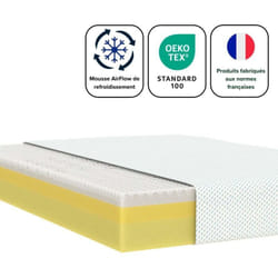 Zinus - Matelas 140x190 cm, Matelas à mémoire de forme, Épaisseur 25cm, Soutien 5-Zones, Fermeté moyenne Certifié oeko-tex