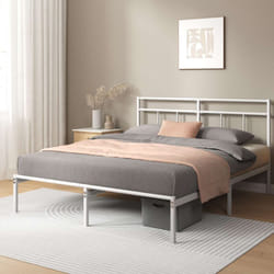 Zinus - Lit Marion 2 personnes - Lit 140x190 cm - Cadre de lit en métal avec tête de lit - Montage facile - Hauteur 30cm - Lit avec support de lattes