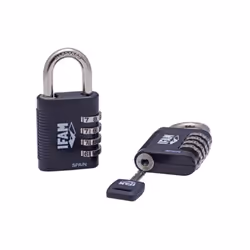 Cadenas en zamak à combinaison IFAM R4MK Le cadenas IFAM R4MK est un cadenas à combinaison qui dispose d'une clé de secours e ...
