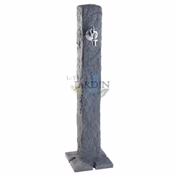 Fontaine de jardin en imitation pierre de granit foncé - NO NAME - Hauteur 1m - Gris