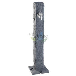Fontaine de jardin en imitation pierre de granit foncé - NO NAME - Hauteur 1m - Gris