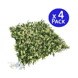 Lot de 4 Mur Végétal Artificiel Brise-Vue Verdissement Balcon Clôture de Jardin, avec Treillis, Feuilles de Flavo, 50 x 50 cm