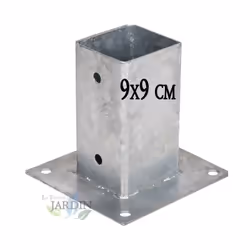 Ancre carrée en métal 9x9 cm Ancre carrée en métal 9x9 cm, socle 15x15 cm. Idéal pour les poteaux en bois. Les accessoires de ...