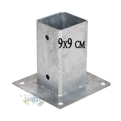 No Brand - Ancrage métallique carré 9x9 cm, base 15x15 cm Support d'ancrage à Visser pour Poteau pour Béton, Clôtures, Gazebos