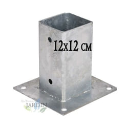 No Brand - Ancrage métallique carré 12x12 cm, base 17,5x17,5 cm Support d'ancrage à Visser pour Poteau pour Béton, Clôtures, Gazebos